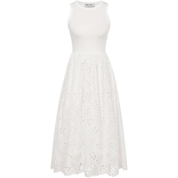 Dresses & Skirts - Women's Summer Sleeveless Tank Midi Dress Cotton Crewneck Dress with Pockets